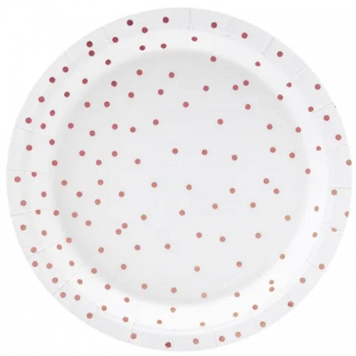 Pratos Pintinhas Rosa Dourado